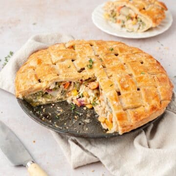 close up of chicken pot pie