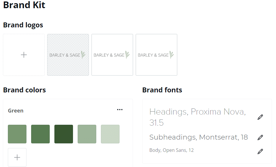 screenshot of a brand kit example