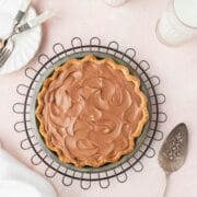 close up of chocolate french silk pie