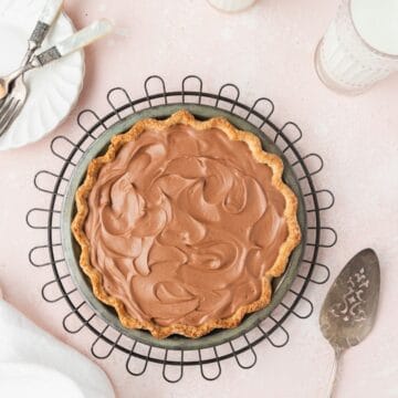 close up of chocolate french silk pie