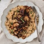 close up of mushroom risotto