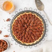 close up of pecan pie