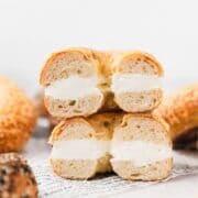 close up of sourdough bagels