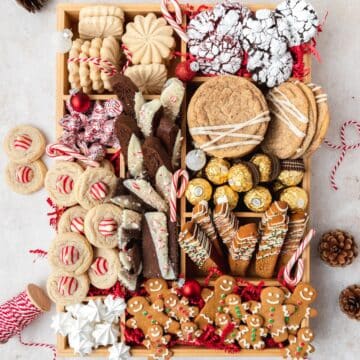 close up of christmas cookie box.