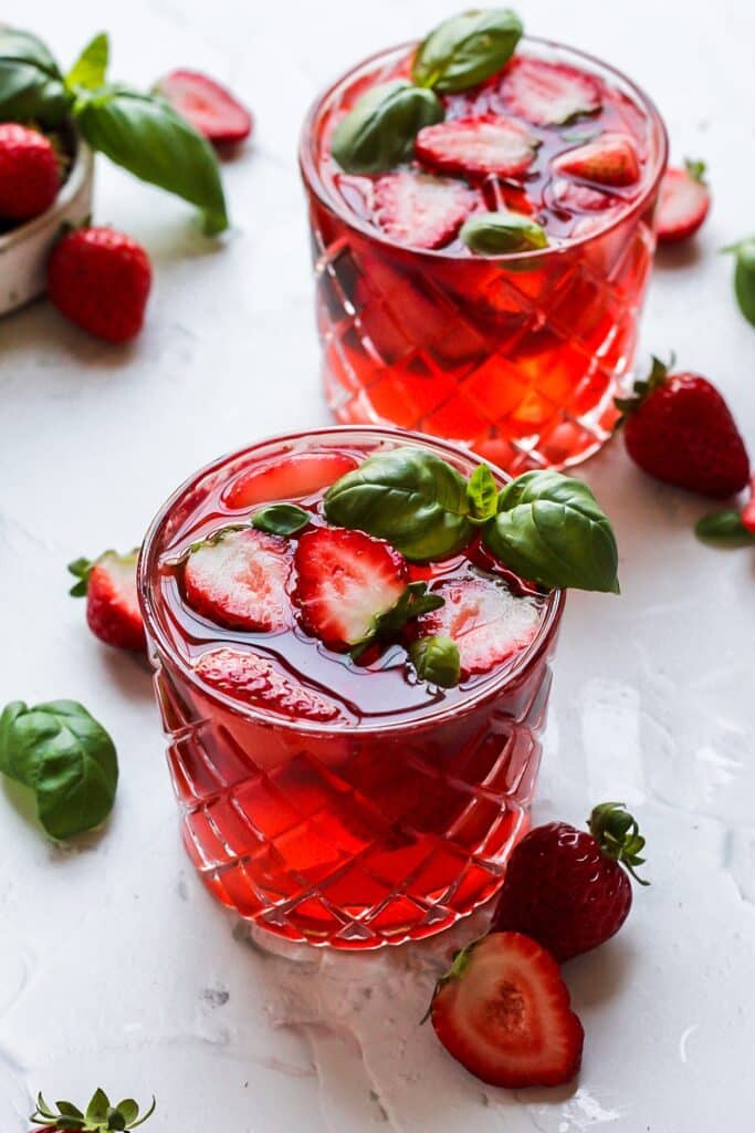 strawberry basil mojito with fresh strawberries