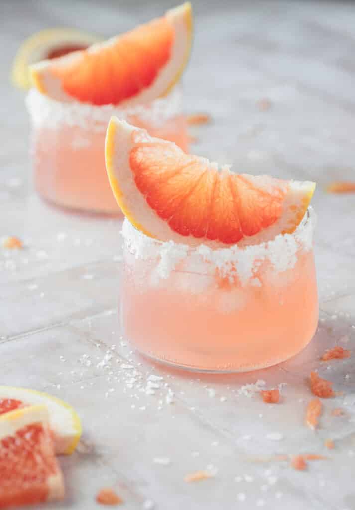 grapefruit paloma with slice of grapefruit