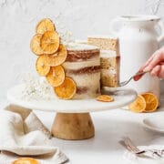 close up shot of orange cardamom layer cake