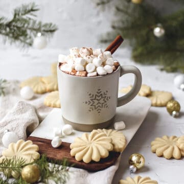 close up shot of homemade cinnamon hot chocolate