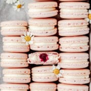 blueberry mascarpone macarons with blueberry jam