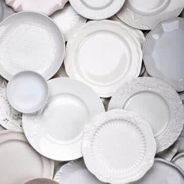 close up shot of a bunch of different plates for food photography