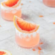 close up shot of grapefruit paloma cocktail