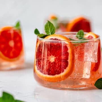 close up shot of blood orange moscow mule