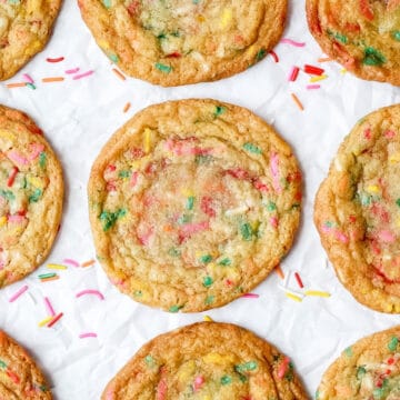 close up shot of funfetti sugar cookies