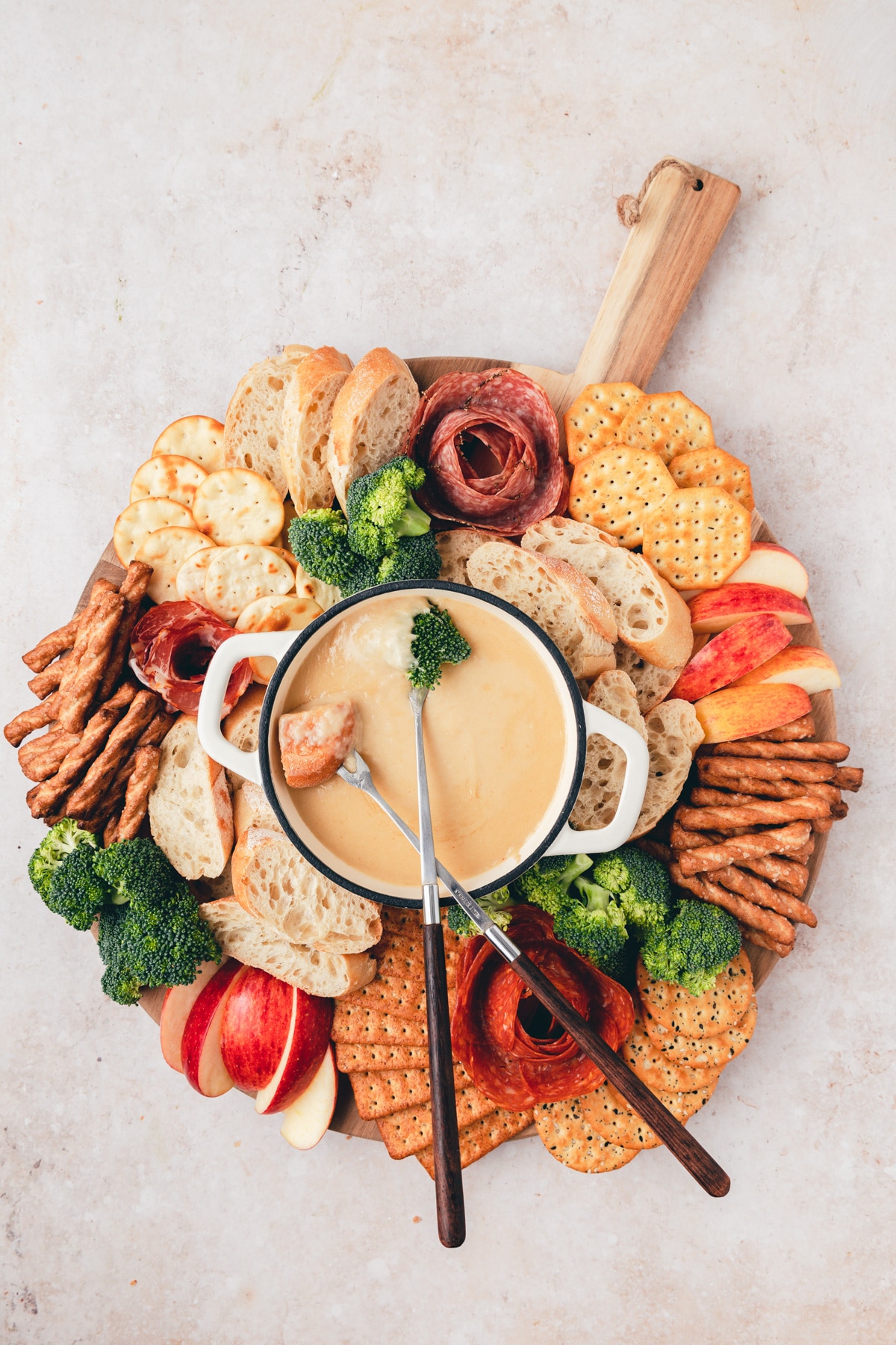 beer cheese fondue board