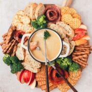 close up of beer cheese fondue