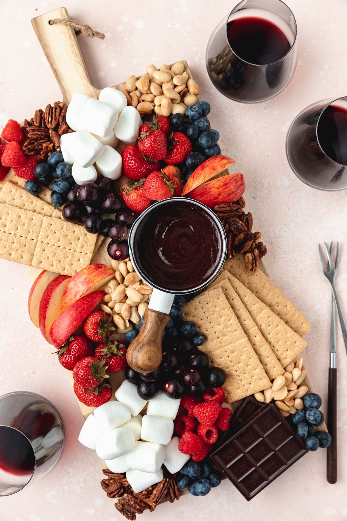 dark chocolate fondue board