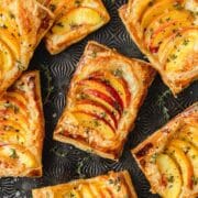 close up of peach thyme tarts