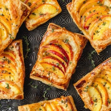 close up of peach thyme tarts