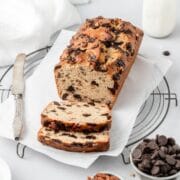 close up of sourdough discard banana bread