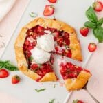 close up of strawberry basil galette