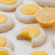 close up of lemon curd cookies