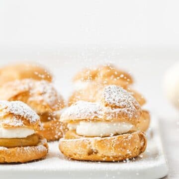 close up of pumpkin cream puffs
