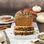 close up of sourdough pumpkin bread