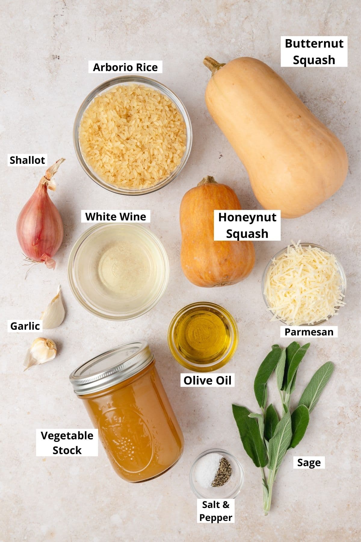 labeled shot of butternut squash risotto