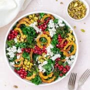 close up of delicata squash salad