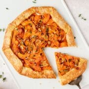 close up of honeynut squash galette