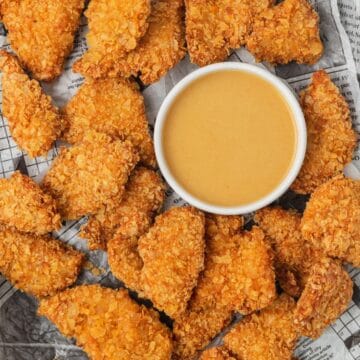 close up of potato chip chicken tenders