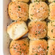close up of sourdough sour cream chive dinner rolls