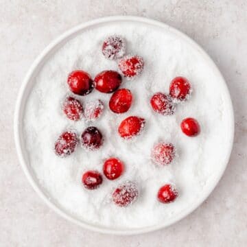 close up of sugared cranberries