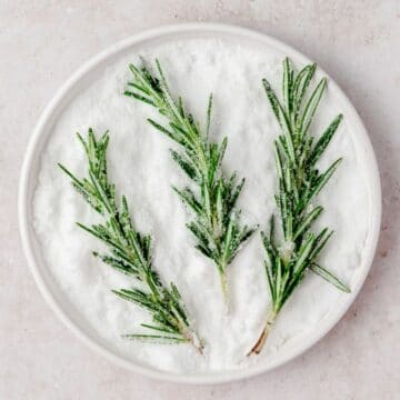 close up of sugared rosemary