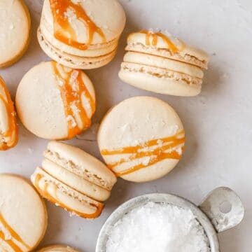 salted caramel macarons web story poster