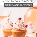 rosé cupcakes with rose petals pin
