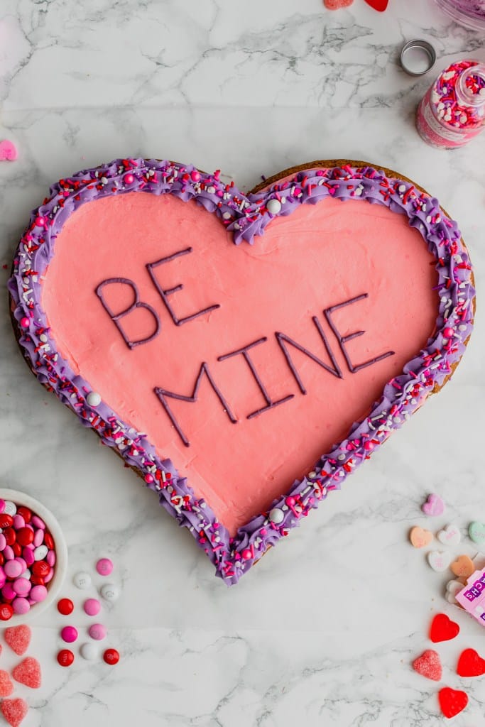 conversation heart cookie cake