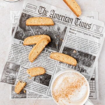 close up of brown butter almond biscotti