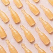 close up of champagne gummies