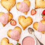 close up of heart shaped strawberry hand pies