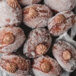 close up of nutella filled donuts.