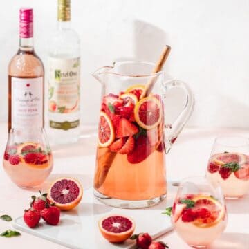 close up of pink berry rose sangria