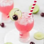 close up of cherry limemade.