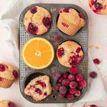 close up of cranberry orange muffins.