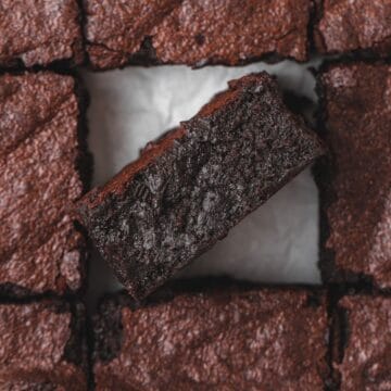 close up shot of fudgy espresso brownies.