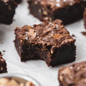 close up of hazelnut brownies.