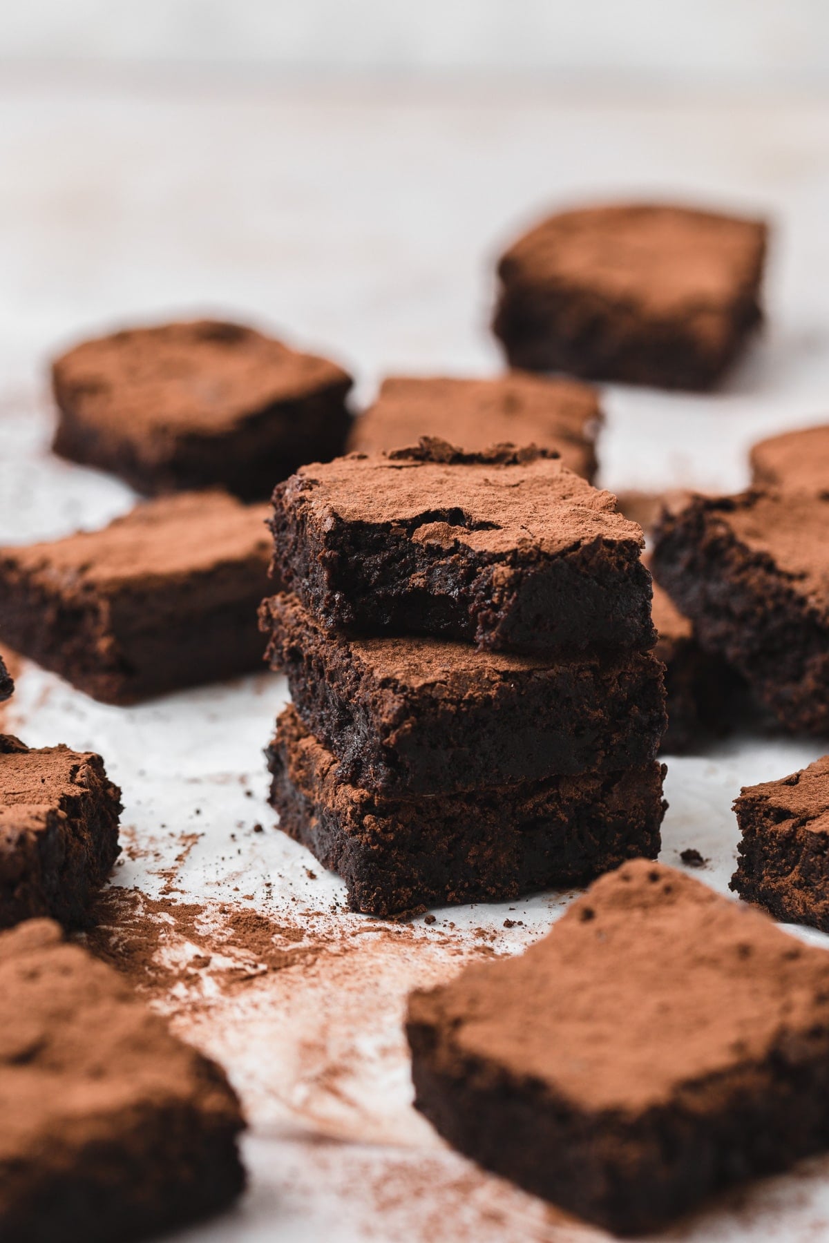 stack of fudgy red wine brownies.