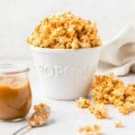 close up of salted caramel popcorn.