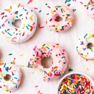 close up of funfetti baked donuts.