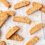 close up of brown butter peanut butter biscotti.